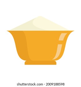 Flour bowl icon. Flat illustration of flour bowl vector icon isolated on white background