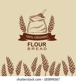 Flour Bread Label Design. Bakery Retro.