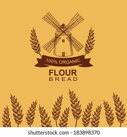 Diseño de etiqueta de pan de harina. Panadería retro.