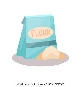 Flour in a craft paper bag vector Illustration on a white background