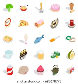 Flour food icons set. Cartoon set of 25 flour food vector icons for web isolated on white background