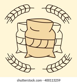 Flour. Hand drawn engraving. Vector vintage illustration