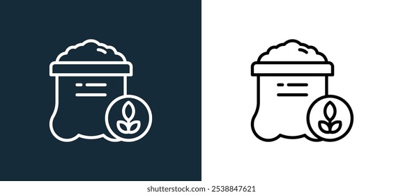 flour icon isolated on white and black colors. flour outline linear vector icon from bakery shop collection for mobile apps, web and ui.