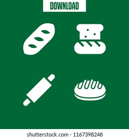 flour icon. This set with rolling pin and bread vector icons for mobile and web