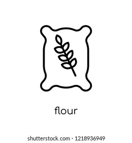 flour icon. Trendy modern flat linear vector flour icon on white background from thin line Kitchen collection, outline vector illustration