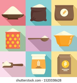 Flour icons set. Flat set of flour vector icons for web design