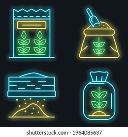 Flour icons set. Outline set of flour vector icons neon color on white