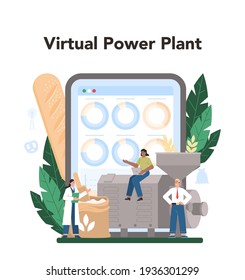 Flour melling industry online service or platform. Modern grain processing