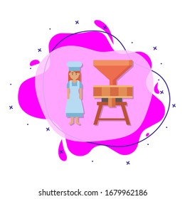 Flour mill, bakery color liquid bacdge icon. Simple color vector of bakery icons for ui and ux, website or mobile application