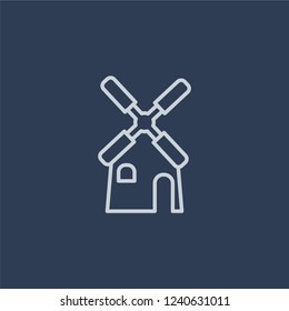 Flour mill icon. Flour mill linear design concept from Agriculture, Farming and Gardening collection. Simple element vector illustration on dark blue background.