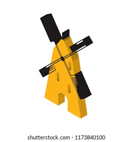 Flour mill isometric left top view 3D icon