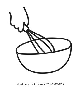 Flour mixinga. Hand Drawn Doodle Cooking Icon.