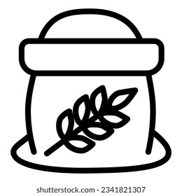 Flour in open bag line icon, bakery concept, Bag of grain sign on white background, Sack of flour icon in outline style mobile concept web design. Vector graphics.