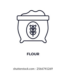 flour outline icon. Linear vector from kitchen concept. Thin line flour icon isolated on white background