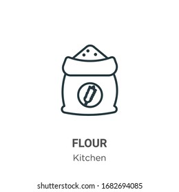 Flour outline vector icon. Thin line black flour icon, flat vector simple element illustration from editable kitchen concept isolated stroke on white background