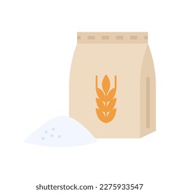 Flour pack icon. Bag of flour isolated on white background. Vector Illustration