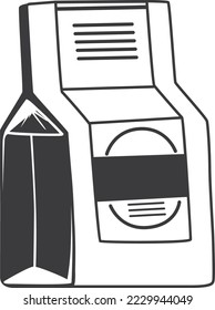 Flour package icon. Black bakery ingredient symbol
