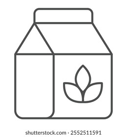 Flour packet thin line icon, cooking concept. Vector graphics. Flour bag sign on white background, outline style icon for mobile or web design