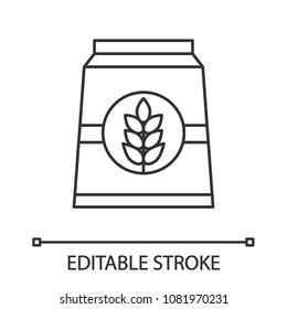Flour paper bag linear icon. Thin line illustration. Contour symbol. Vector isolated outline drawing. Editable stroke