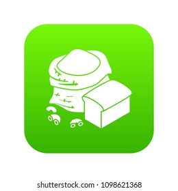 Flour production icon green vector isolated on white background