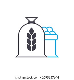 Flour production linear icon concept. Flour production line vector sign, symbol, illustration.