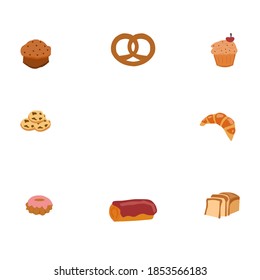 Flour products, buns, square-shaped, a vector graphics