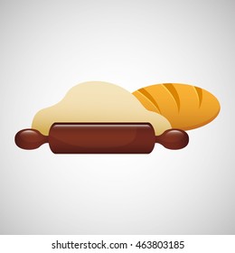 flour and rolling pin, bakery food icon, vector illustration