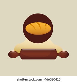 flour and rolling pin, bakery food icon, vector illustration