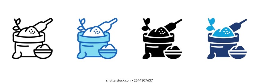 Ícone de saco de farinha Ilustração de vetor de vários estilos