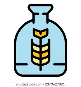 Flour sack icon outline vector. Grain bag. Wheat food color flat