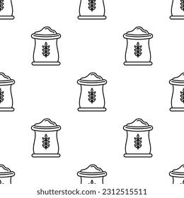 Flour Sack Icon Seamless Pattern, Flour Bag, Cloth Sack, Feed Sack Vector Art Illustration
