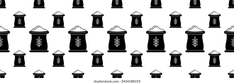 Mehlsack-Symbol nahtloses Muster, Mehltasche, Stoffsack, Futtersack Vektor-Kunst-Illustration