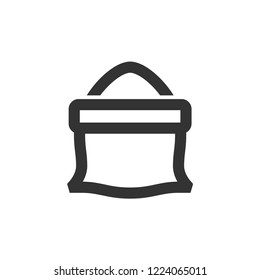 Flour sack icon in thick outline style. Black and white monochrome vector illustration.