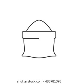Flour sack icon in thin outline style. Agriculture cereal burlap food baking wheat