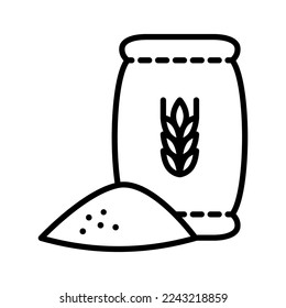 Flour sack icon. Sack of wheat agriculture. Pictogram isolated on a white background. Vector illustration