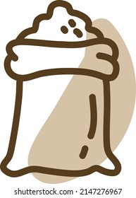 Saco de harina, ilustración, vector sobre fondo blanco.