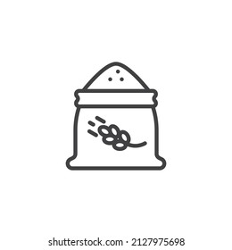 Flour sack line icon. linear style sign for mobile concept and web design. Wheat flour bag outline vector icon. Bakery symbol, logo illustration. Vector graphics