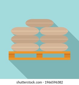 Flour sack pallet icon. Flat illustration of Flour sack pallet vector icon for web design