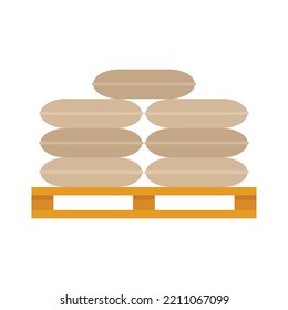 Flour sack pallet icon. Flat illustration of Flour sack pallet vector icon isolated on white background