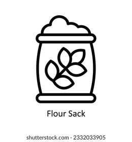 Flour Sack Vector   outline Icon Design illustration. Kitchen and home  Symbol on White background EPS 10 File