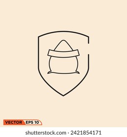 Flour shield icon design vector graphic of template, sign and symbol