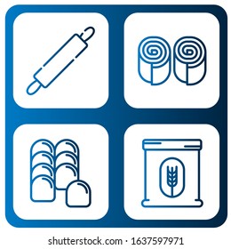 flour simple icons set. Contains such icons as Rolling pin, Bun, Bread, Flour, can be used for web, mobile and logo