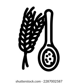 flour spoon wheat line icon vector. flour spoon wheat sign. isolated contour symbol black illustration