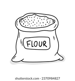 Flour vector icon in doodle style. Symbol in simple design. Cartoon object hand drawn isolated on white background.