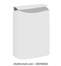 Flour white package vector isolated, flour bag, sack, wheat