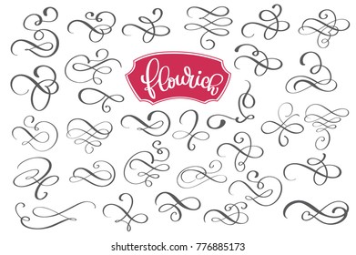 Flourich calligraphic design elements and page decoration for design greeting cards, tattoo, holiday invitations, photo overlays, t-shirt print, flyer, poster design, mug, pillow