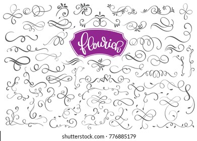 Flourich calligraphic design elements and page decoration for design greeting cards, tattoo, holiday invitations, photo overlays, t-shirt print, flyer, poster design, mug, pillow