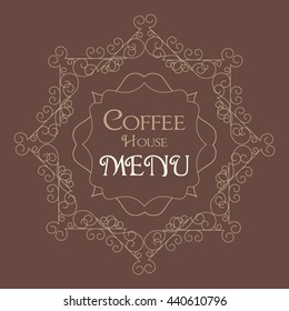 Flourish Art Deco Frame with Elegant Border and Flourishes Corner Elements. Vintage  Calligraphic Ornaments. Luxury Greeting Decoration Design for Coffee Menu 
