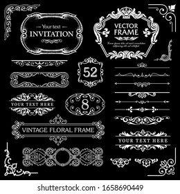 Flourish border corner and frame collection. Decorative elements for design invitations, frames, menus