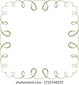 Quadro de borda floreado com redemoinhos em loop formando um canto elegante e espaço de cópia largo. Símbolo de elegância, celebração, convite e branding premium. Ilustração de vetor de desenhos animados.